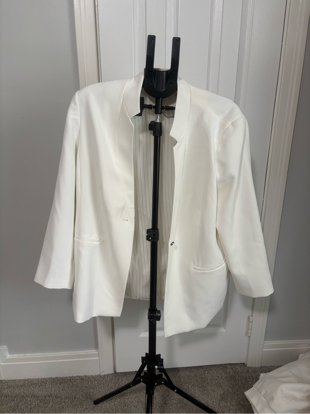 NWT Chico’s Petite Women's White Open-Front Blazer Jacket Size 3P / XL 16P